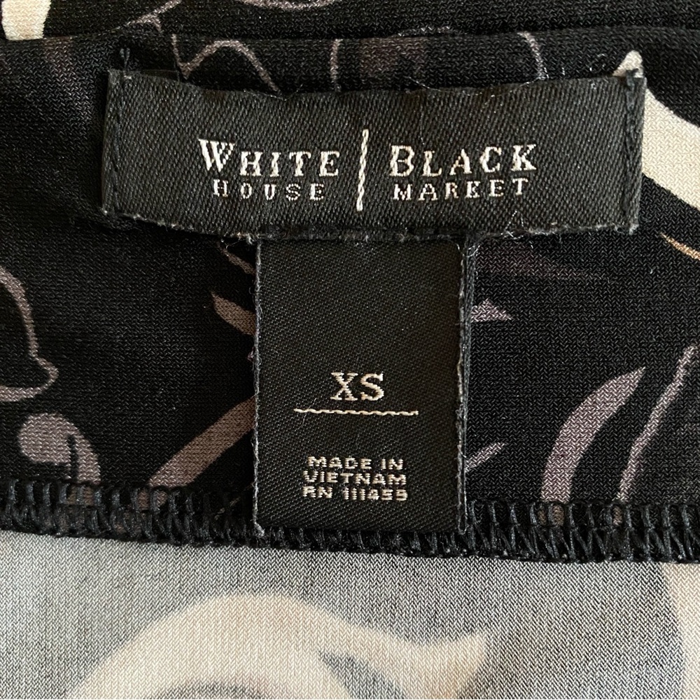 White House Black Market Elegant Black and Cream Midi Dress Sz. XS - Picture 3 of 5